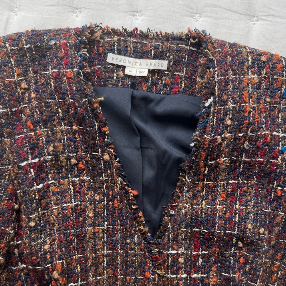Veronica Beard 10 Doris Tweed Dickey Jacket Navy Multi Rust - Picture 10 of 10